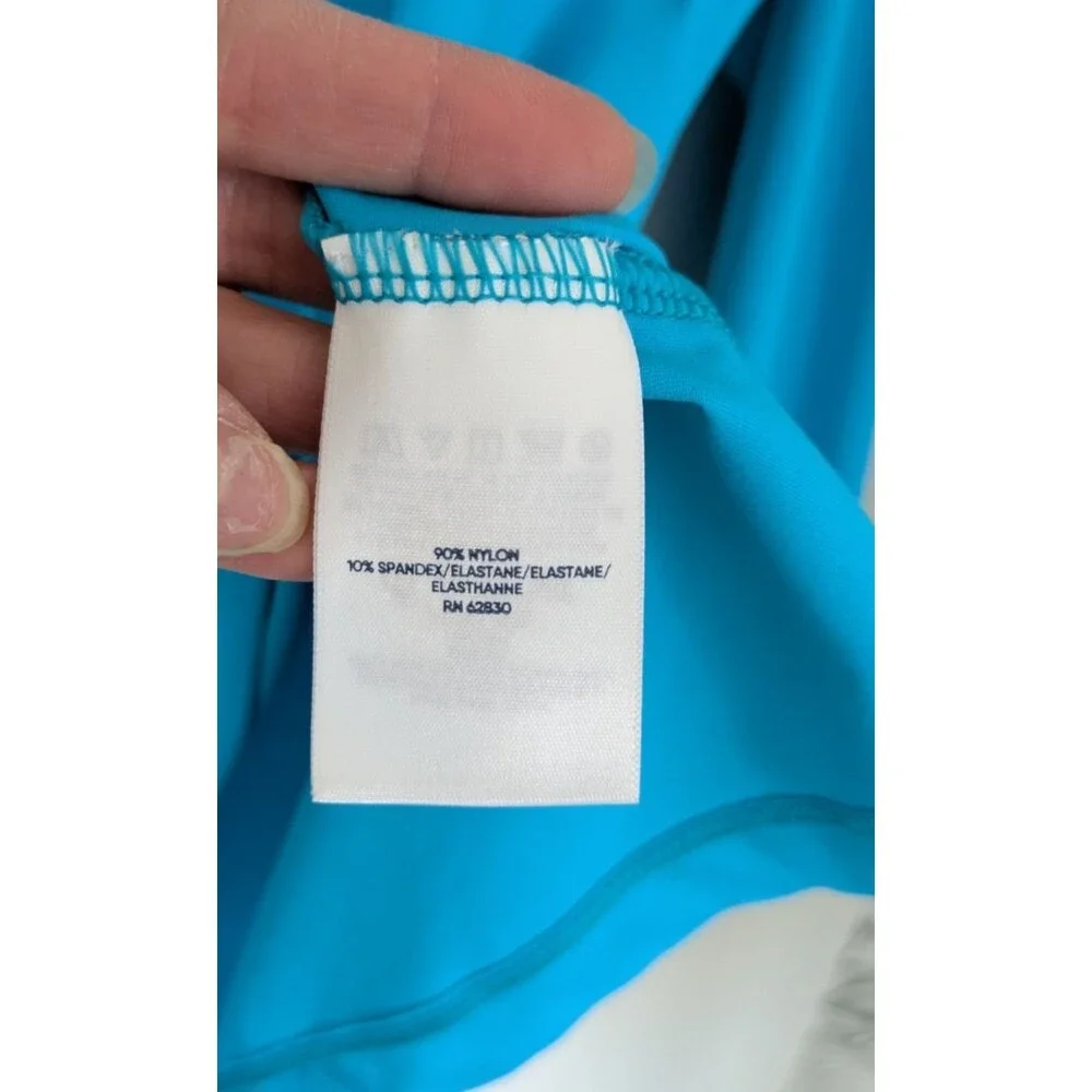 LANDS' END Womens 1X Stretchy Rash Guard Swim Shirt Bright Turquoise Blue Beach - Picture 11 of 13